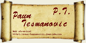 Paun Tešmanović vizit kartica